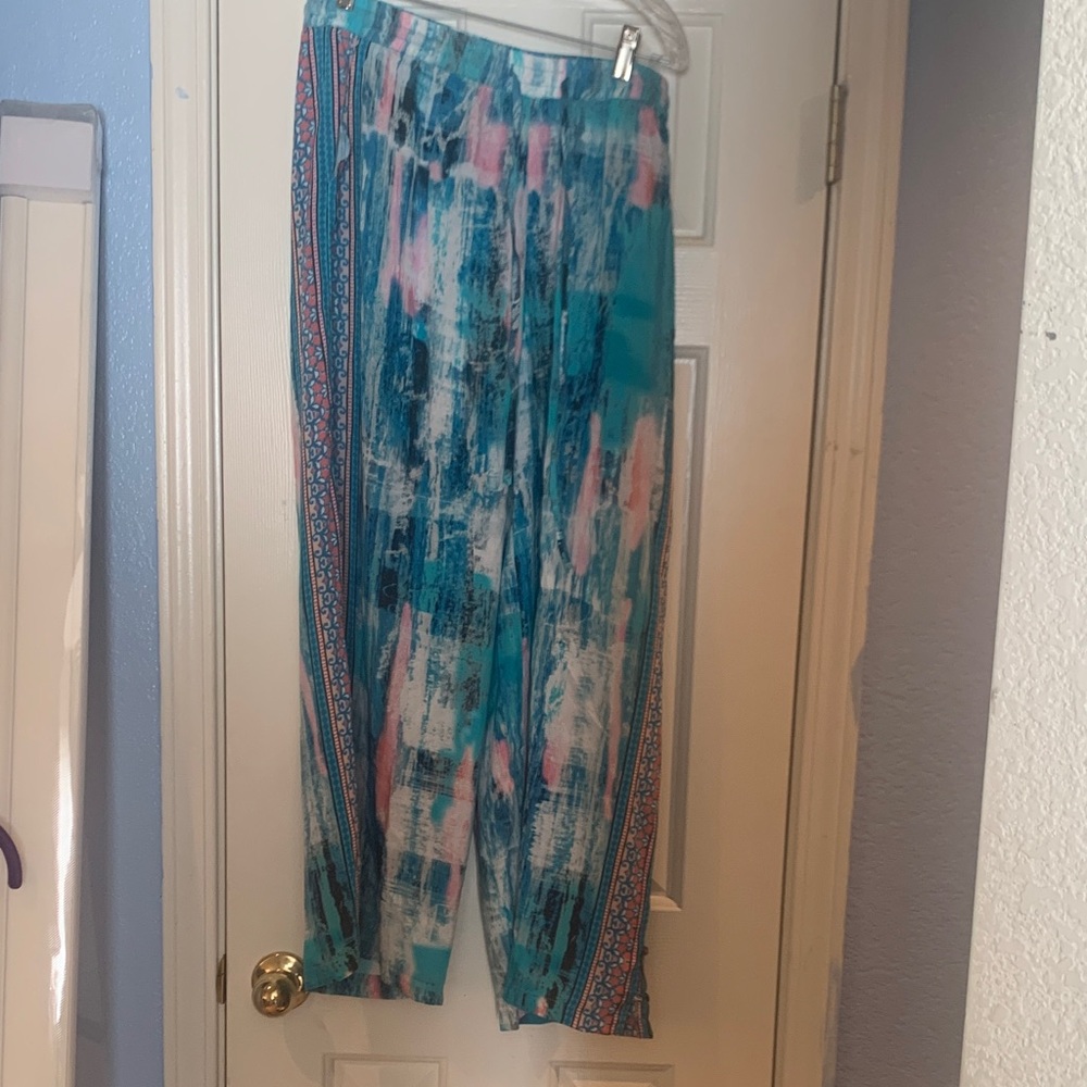 Tolani Blue and White Abstract Pants